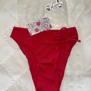Toluca Swim Red High-Waisted Bikini Bottoms size Small